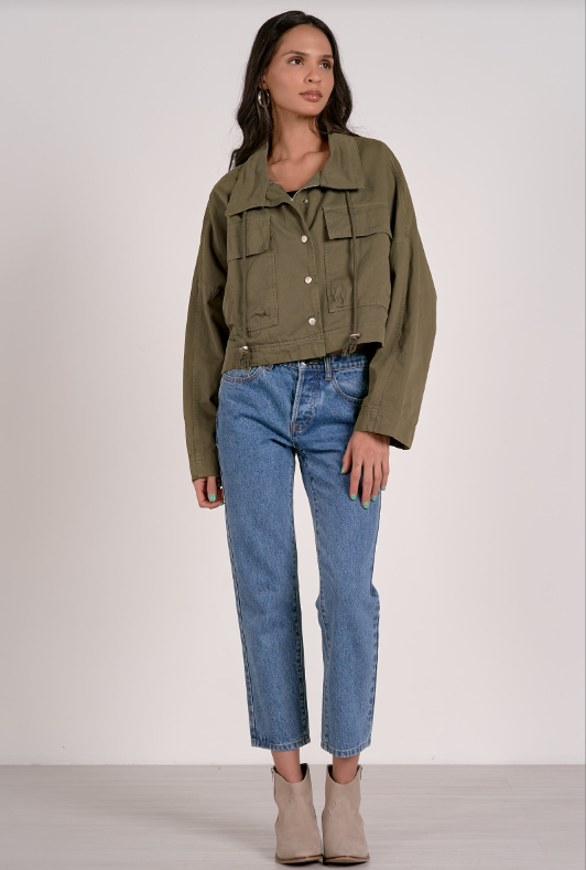 Cropped Trench Jacket Olive